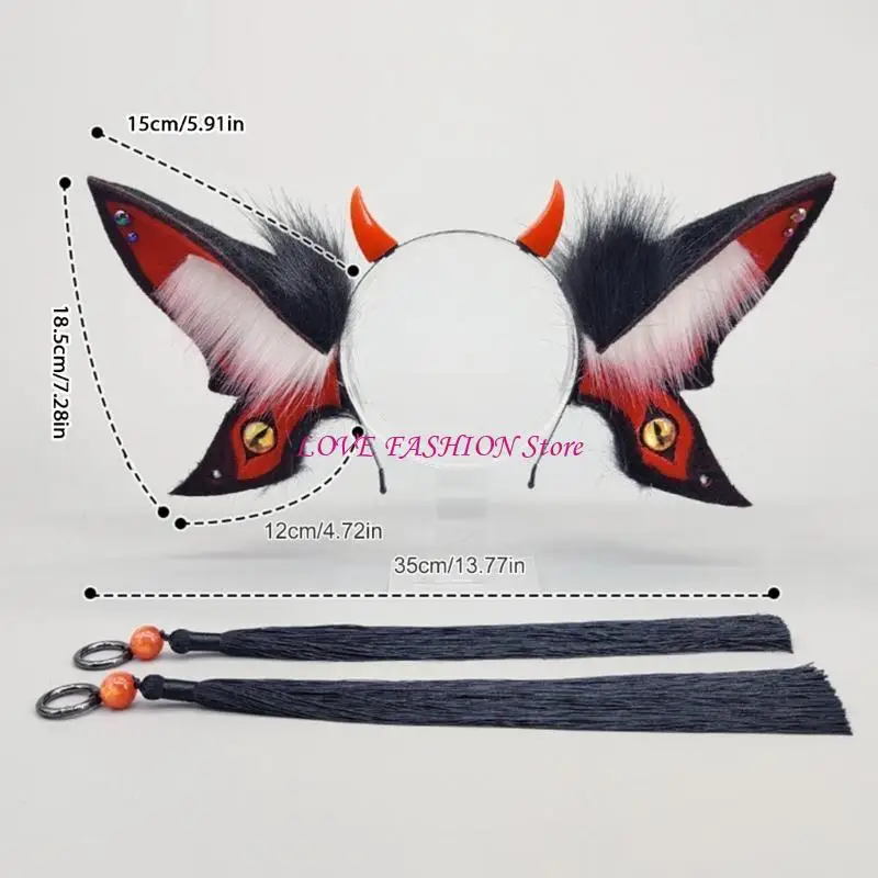 Hairbands Devil Eye Hairbands Adorkable Propss Halloween Anime Headbands ปาร์ตี้หูฟังขนสัตว์ขนสัตว์ขนยาวสำหรับเทศกาลดนตรี Y166