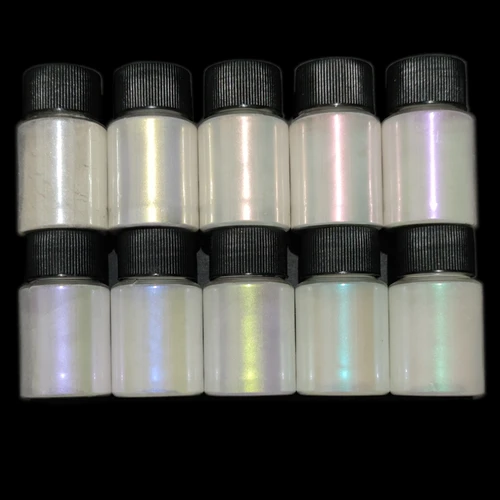 Imagen 2 del producto Polvo de Mica perla de pavo real, 10 colores, pintura para coche, cosméticos, sombra de ojos, brillo de uñas, tinte de jabón, sinfonía polarizada, pigmento de sirena de Mica