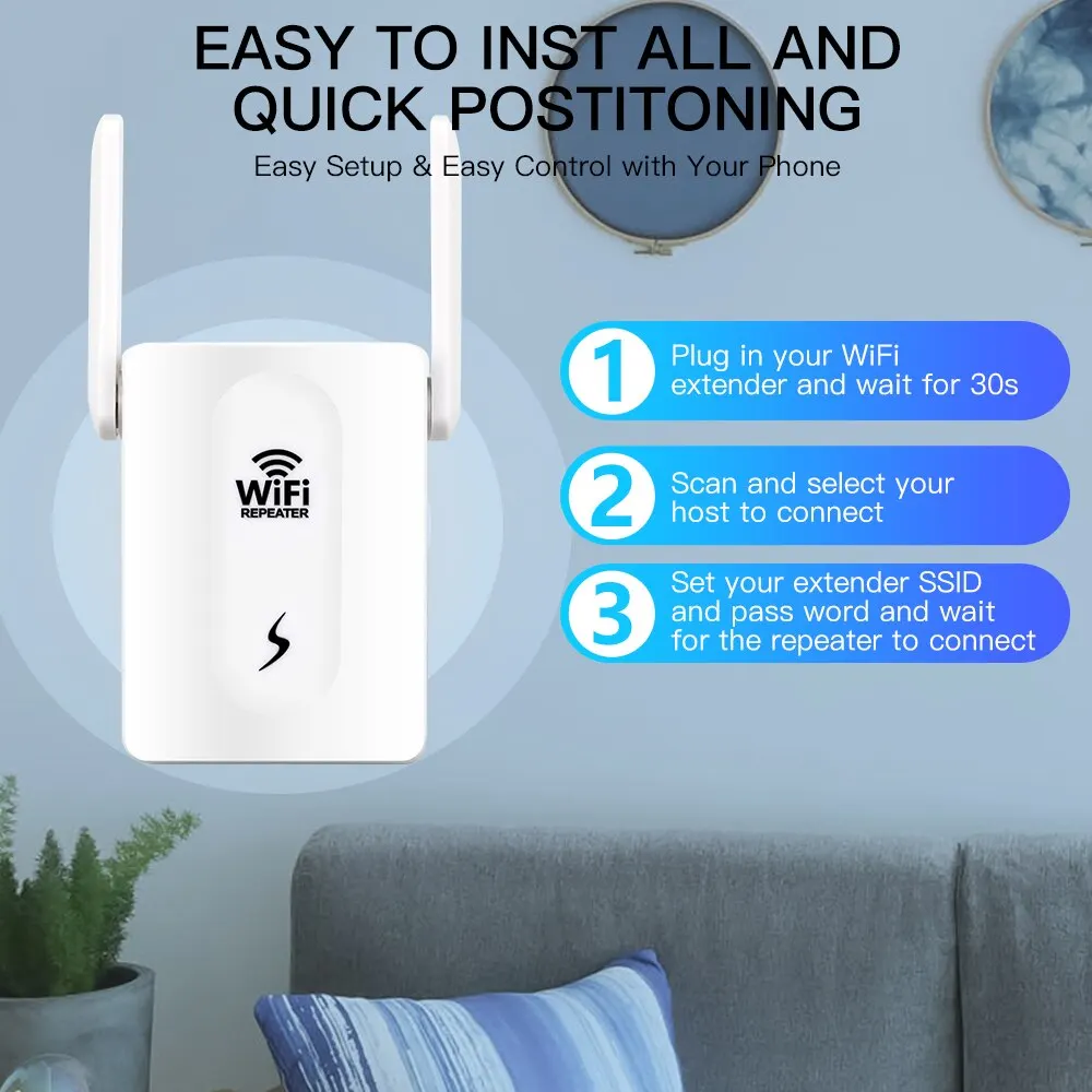 FENVI 300Mbps WiFi Repeater Extender Amplifier Wi-Fi Signal Network Booster 802.11N Long Range Wireless Access Point Repetidor