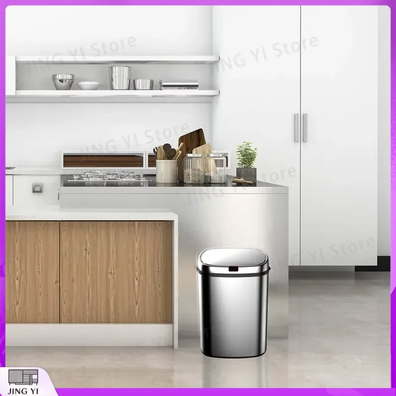 50L Smart Sensor Trash Can Stainless Steel Automatic Garbage Bin Touchless Waste Basket for Kitchen Office Bedroom Indoor