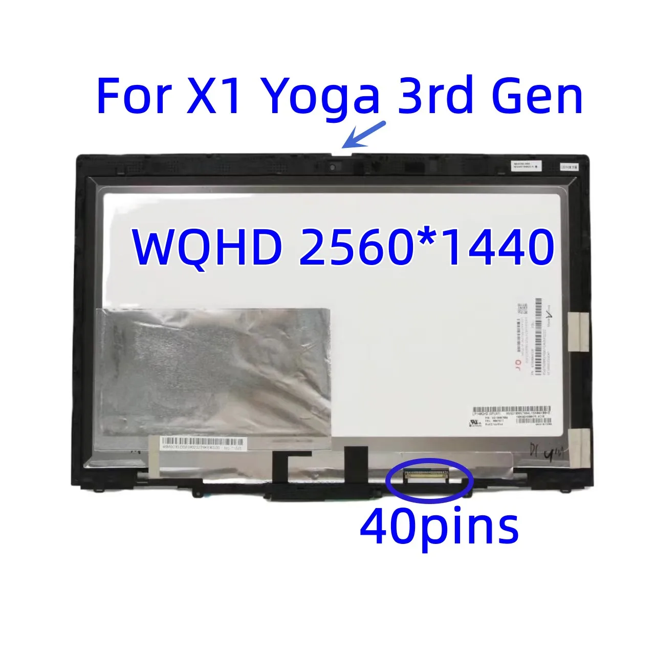 para Lenovo x1 Yoga 3ª Geração Touch Screen Montagem Lcd Lp140qh2-spa1 Spb1 01yt246 01yt247 01ay926 01ay927 Wqhd 2560*1440 40 Pinos