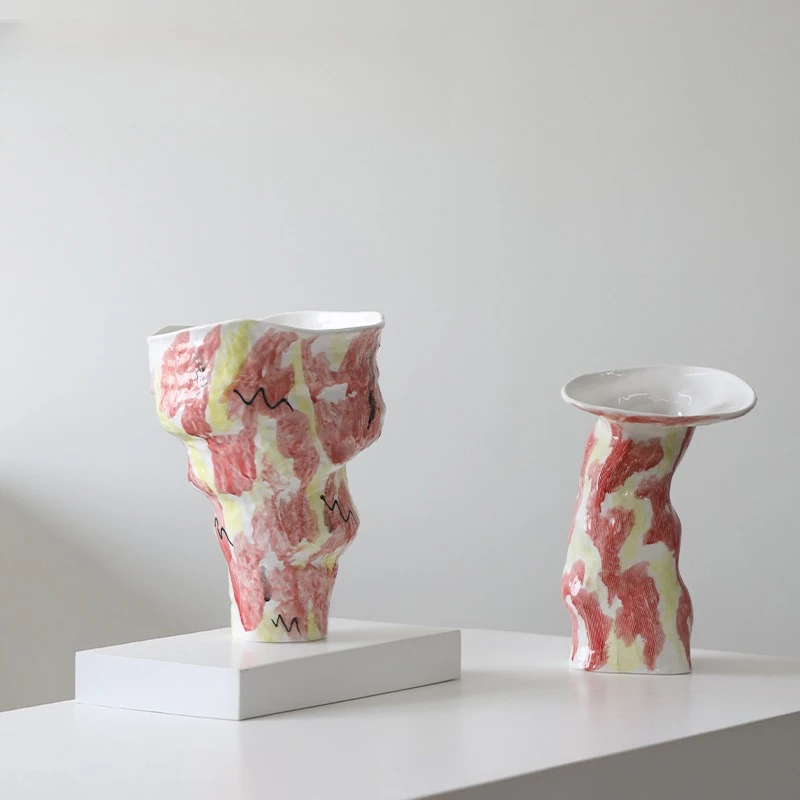 

Ceramic vase Jingdezhen ornament living room flower arrangement pottery pot retro creative art hydroponics wabi sandy wind Chine