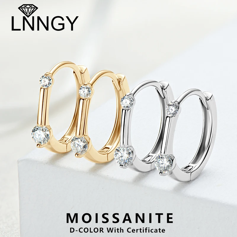 

Сертифицированные Lnngy серьги с муассанитом и бриллиантами 2 мм и 3 мм Brinco Prata, серьги-кольца из стерлингового серебра 925 пробы для женщин, ювелирные изделия Daliy