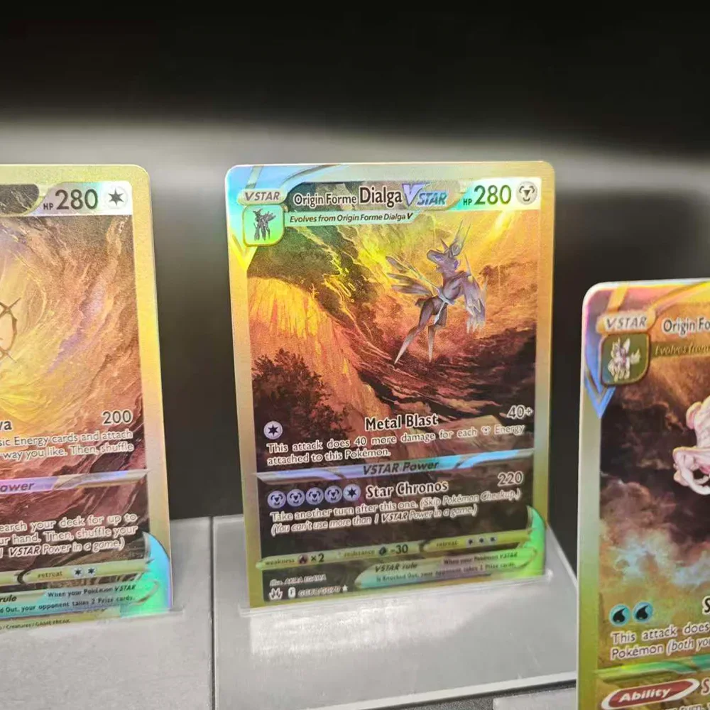 4pcs/set Pocket Monsters Card Diy English Version Giratina Arceus Dialga Game Collectible Card Toys for Boys Holiday Gift