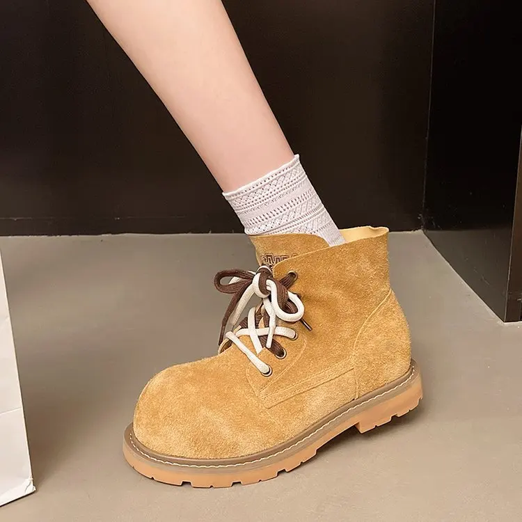 Trendy Retro Autumn Winter Women's Boots New High-rise Madam Boots Soft Leather Soft Sole Retro Women's Short Boots Work Shoes