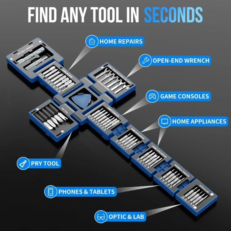 55-in-1 Small Electronics Repair with Screwdriver Handle and Opening Components for Phones, Tablets, and Game Consoles M4YD