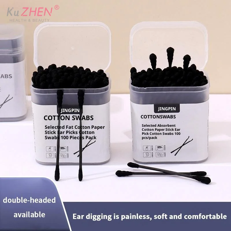 100 قطعة/صندوق مزدوج الرأس ماصة أعواد قطنية عصا الأذن ملعقة الأذن ماكياج نظيف مانيكير مسحات القطن أدوات تنظيف المتاح