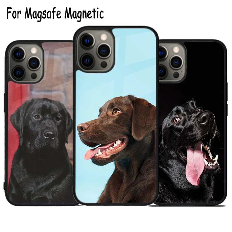 Black Labrador Dog Wireless Charge Magsafe Phone Case For iPhone 15 16 14 13 11 12 Pro Max Plus Magnetic Bumper Cover