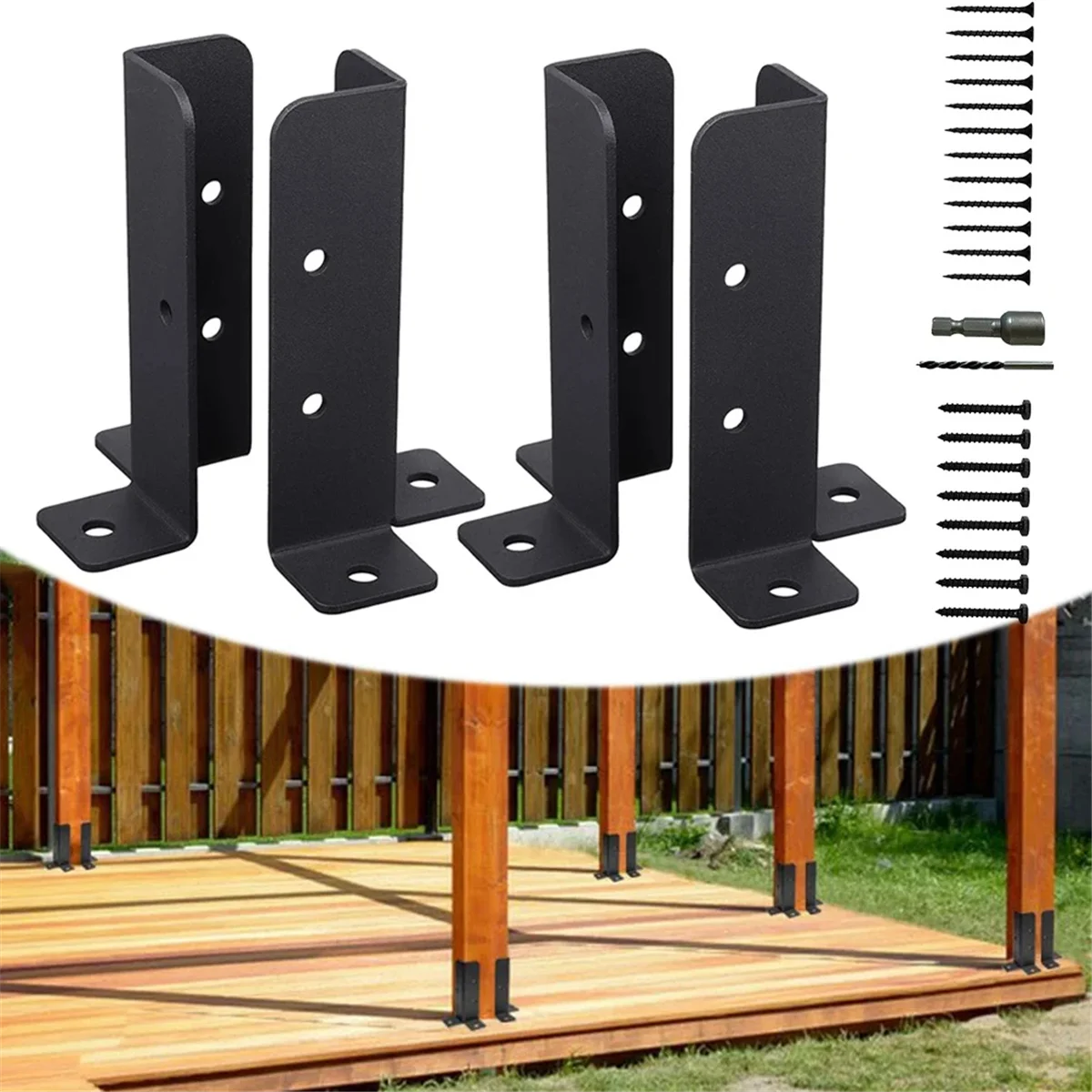 Soporte de Base de anclaje de poste de cubierta ajustable, valla para pérgola, barandilla, buzón, Pabellón, herramienta de jardín, 4 piezas