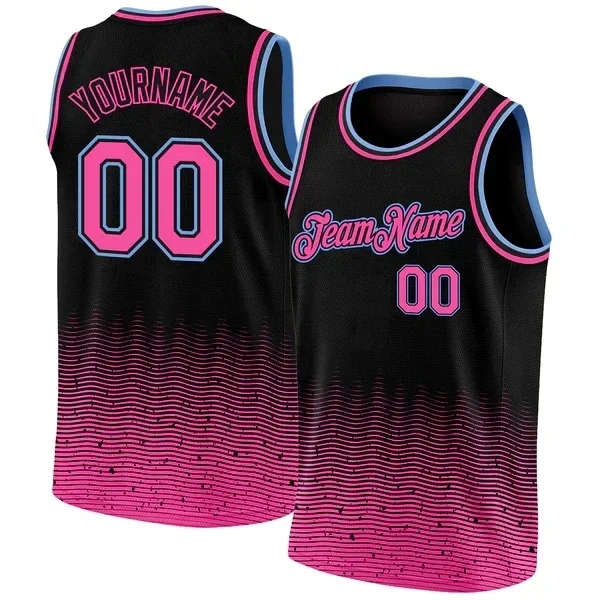 Custom Black Pink-Light Blue Fade Fashion Authentic City Edition3D Print Team Name Number Vest Game Practice Clothes Adult/Youth