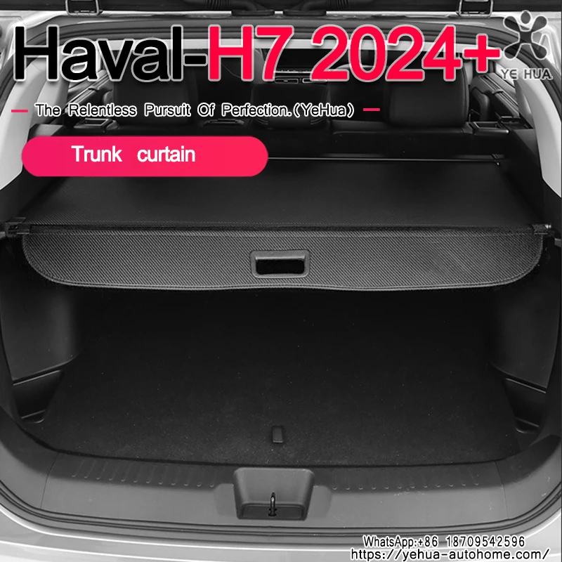 For GWM New HAVAL H7 2024+ Car Trunk Cargo Cover Curtain Rear Luggage Carrier Retractable Partition Baffle Plate Accessories