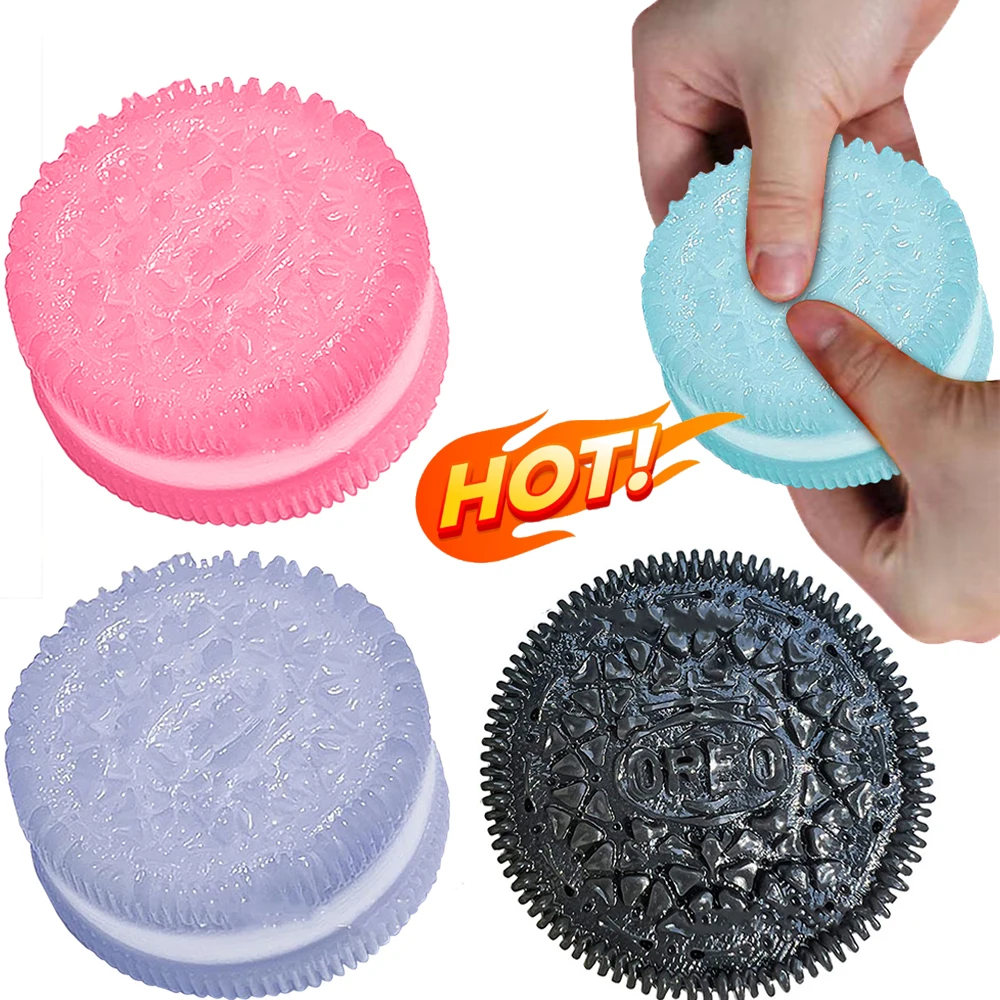 5pcs Oreo Biscuit Squishy Fidget Toy Oreo Biscuit Stress Ball Squeezing Relief Toy Oreo Biscuit Fidget Sensory Decompression Toy