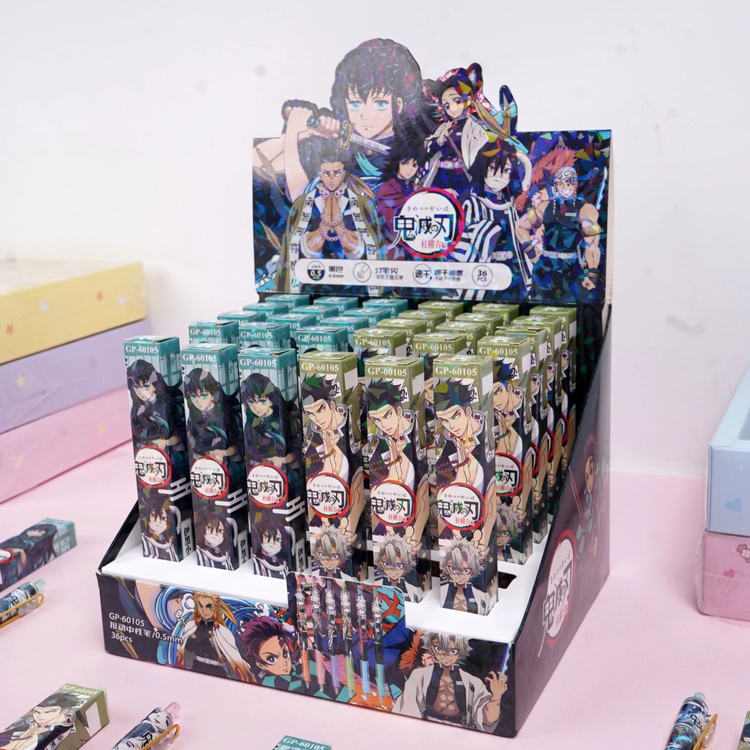 6pcs Cartoon Demon Slayer Press Gel Pens Blind Box 0.5mm Balck Signature Pen Stationery Anime Creative School Supplies Gifts