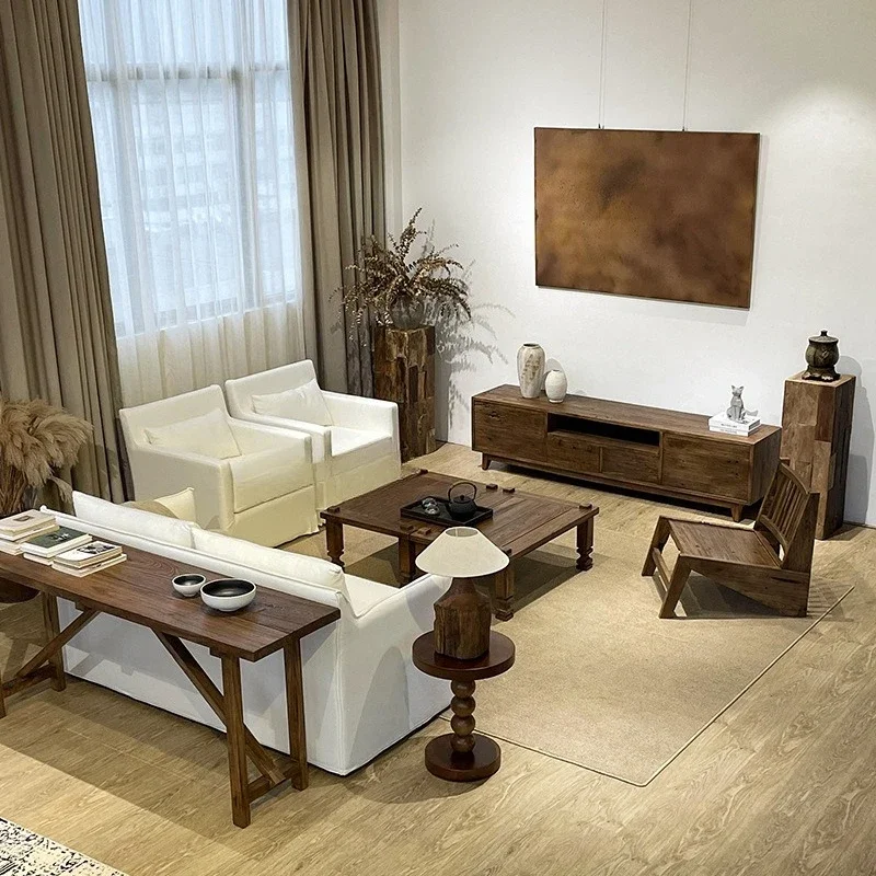 العصور الوسطى، أريكة قماش، ريترو، سرير خشبي قديم وغرفة معيشة للإفطار، تصميم مجموعة أريكة، أثاث شقة صغيرة