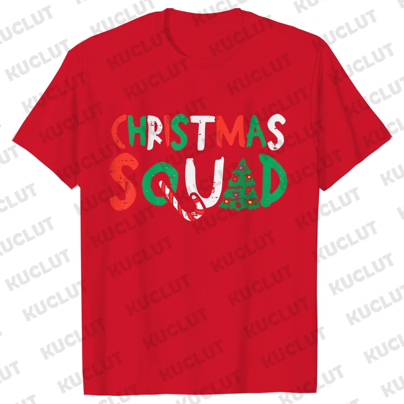 Funny Christmas Squad Party Men T-Shirt Friends Family Group Matching Christmas Tree Graphic Y2k Tops Male Oversized Tees image 3