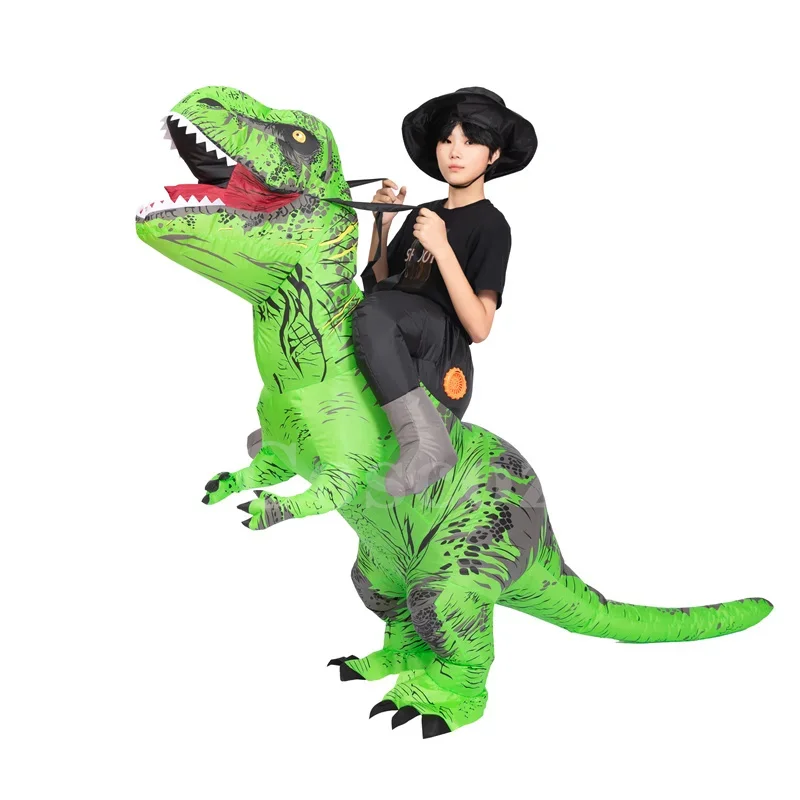 Dinosauro Gonfiabile Vestito Adulto Giro su Costumi Dino Cosplay Fancy Dress Equitazione T-Rex Blow Up Outfit Performance Carnevale Puntelli