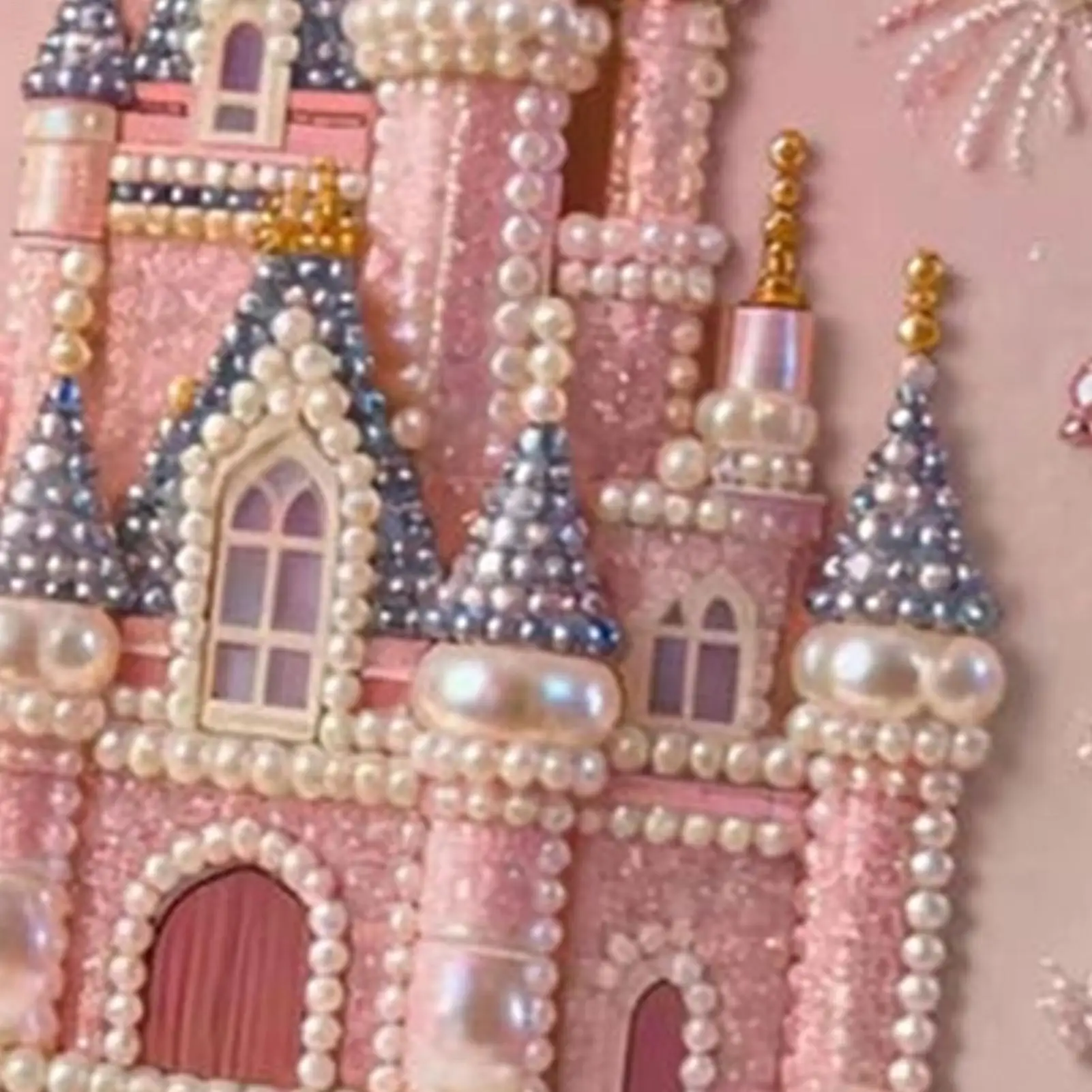 Kit de pintura de perlas con diseño de castillo, juguete artesanal con soporte y marco de madera, manualidades de pintura de perlas para proyectos de niños y adultos