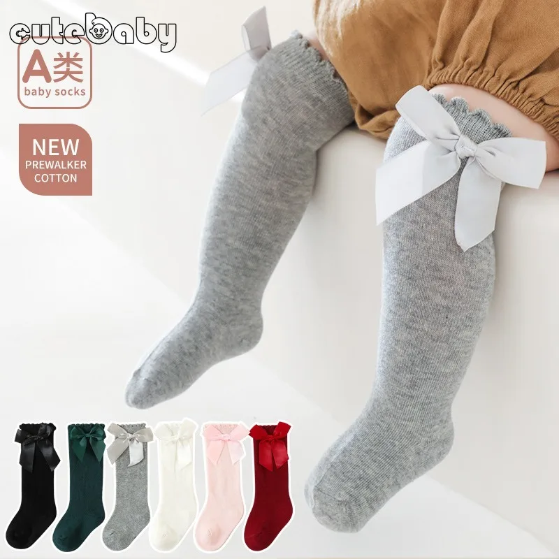 

2024 New Baby Comfort Breathable Socks with Bow Socks for Girls Student Princess Socks Stockings Stockings Acessorios Para Bebe