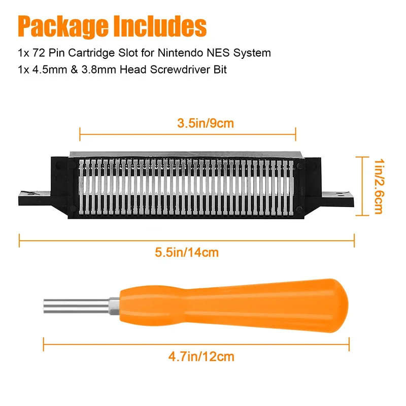 Слот для картриджа NES, 72-контактный разъем NES с отверткой 3,8 мм 4,5 мм для консоли NES 8-битная система