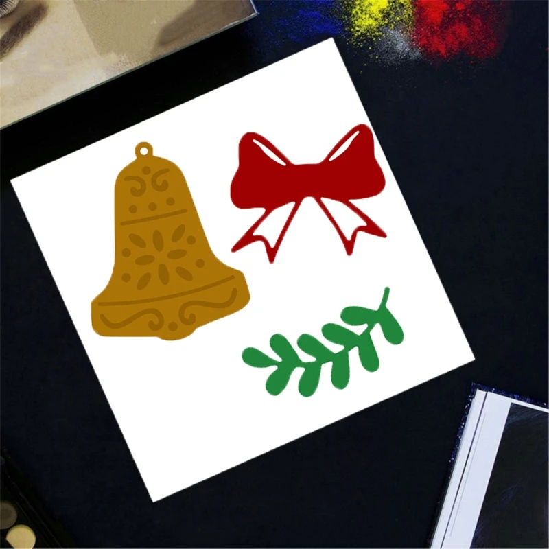 Troqueles corte en relieve con lazo Navidad, troqueles en relieve con campanas Navidad para hacer tarjetas, para