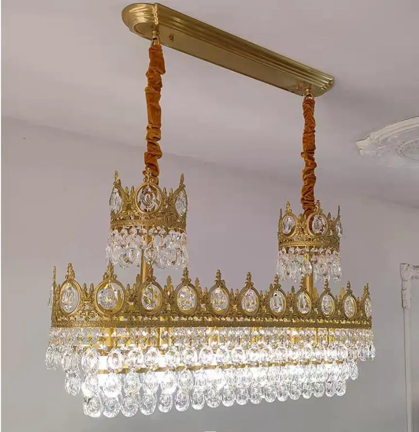 French Style K9 Crystal Chandelier Candle Style Pendant Lamp, L100cm W30cm 8L Deco Candle Style Lustres Lighting Home Decoration