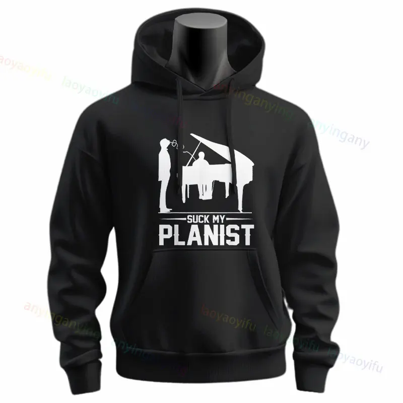Funny "Piano Music Is My Love Language"Graphic Sweatshirts Long Sleeve Originality Casual Hoodie Esign for Everyday Outdoor Wear