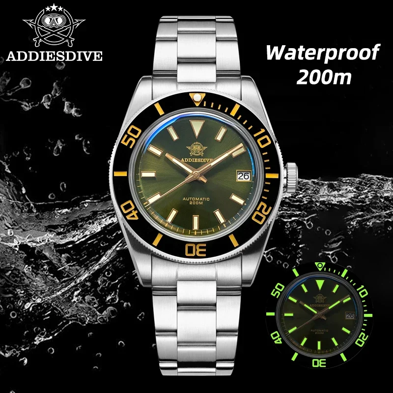 

ADDIESDIVE Top Brand Mechanical Watch Luxury Sapphire Glass AR Coated NH35 Automatic Watch Luminous 200m Waterproof Diver Watch