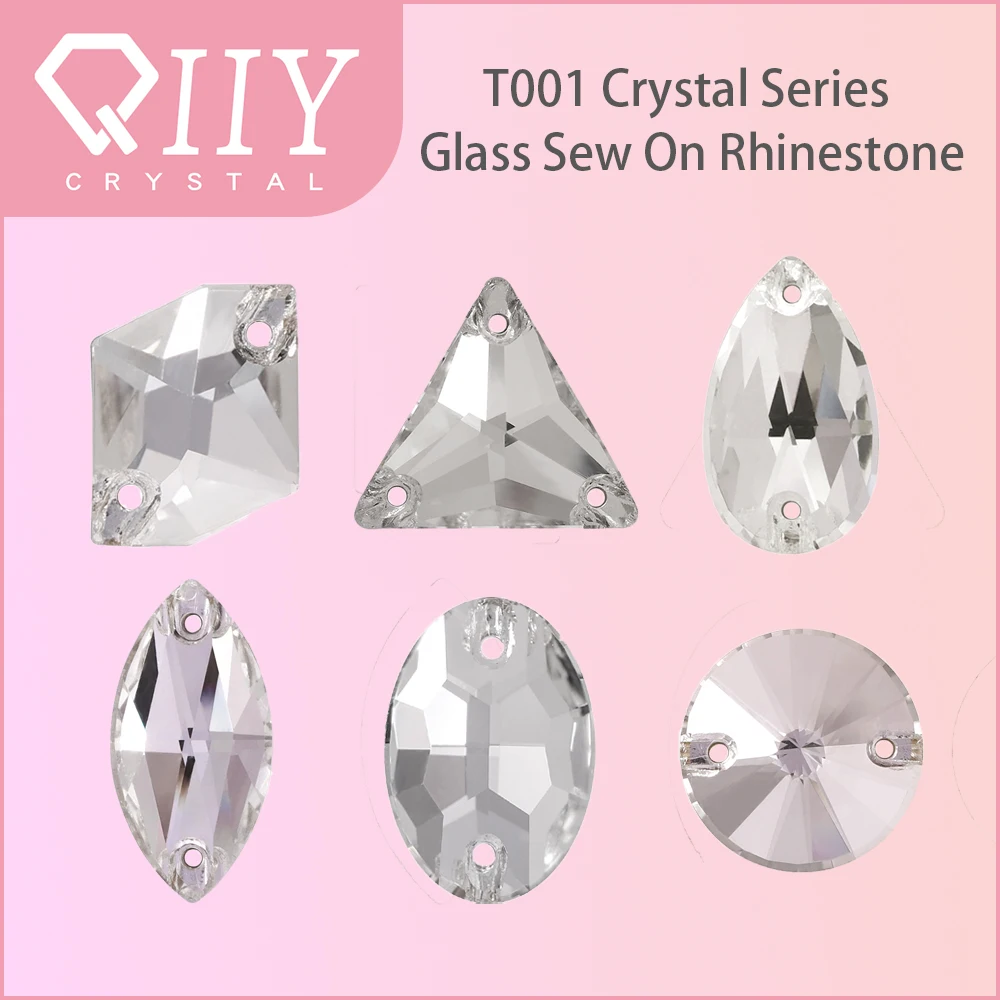 QIIY High Quality T001 Crystal Series Glass Sew On Rhinestones Flatback Crystal AB Stones for Sewing Clothes Dress Decoration