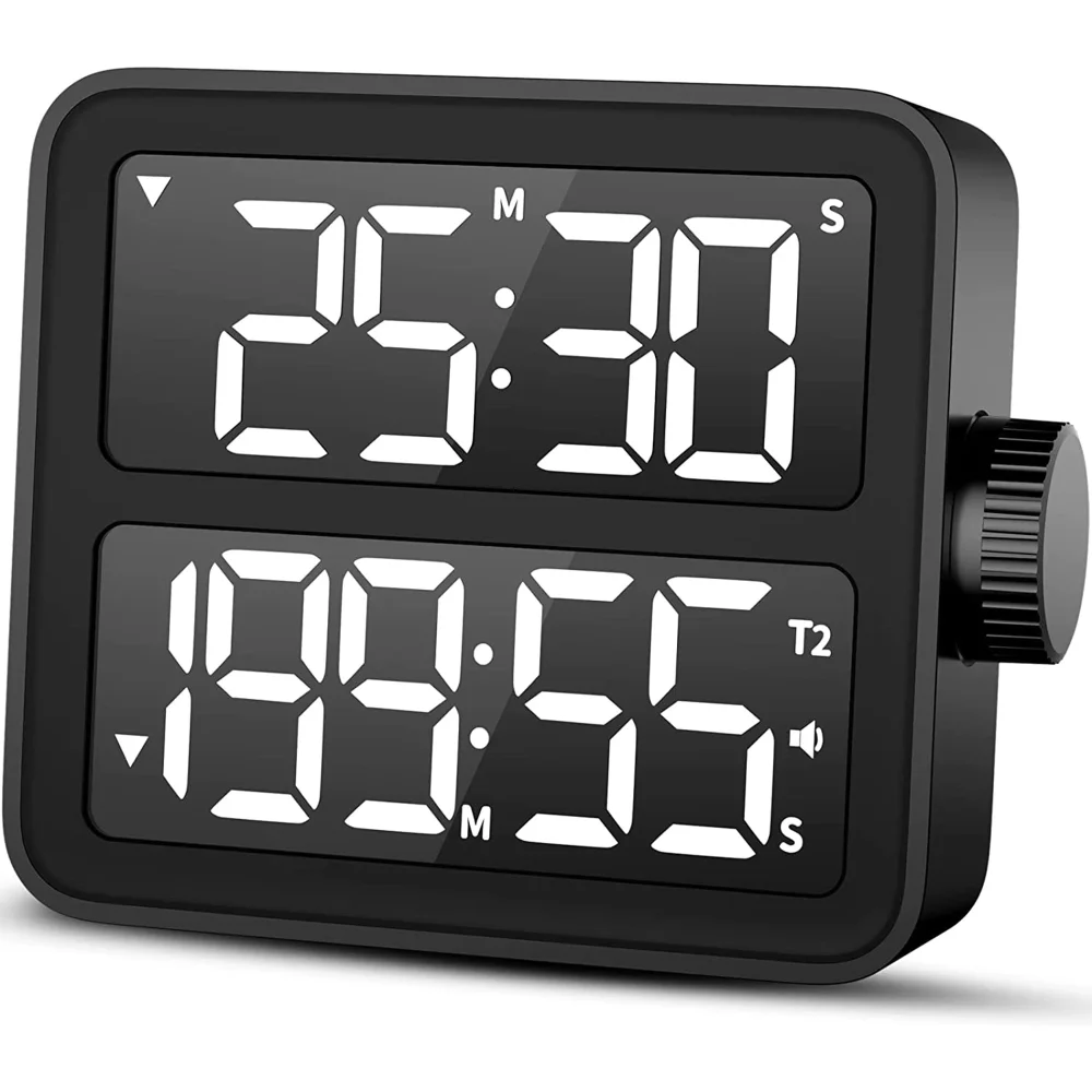 LED Digital Kitchen Timer Dual Timing Memory Function 2-Level Volume Backlight Display Baking Countdown Reminder Kitchen Tools