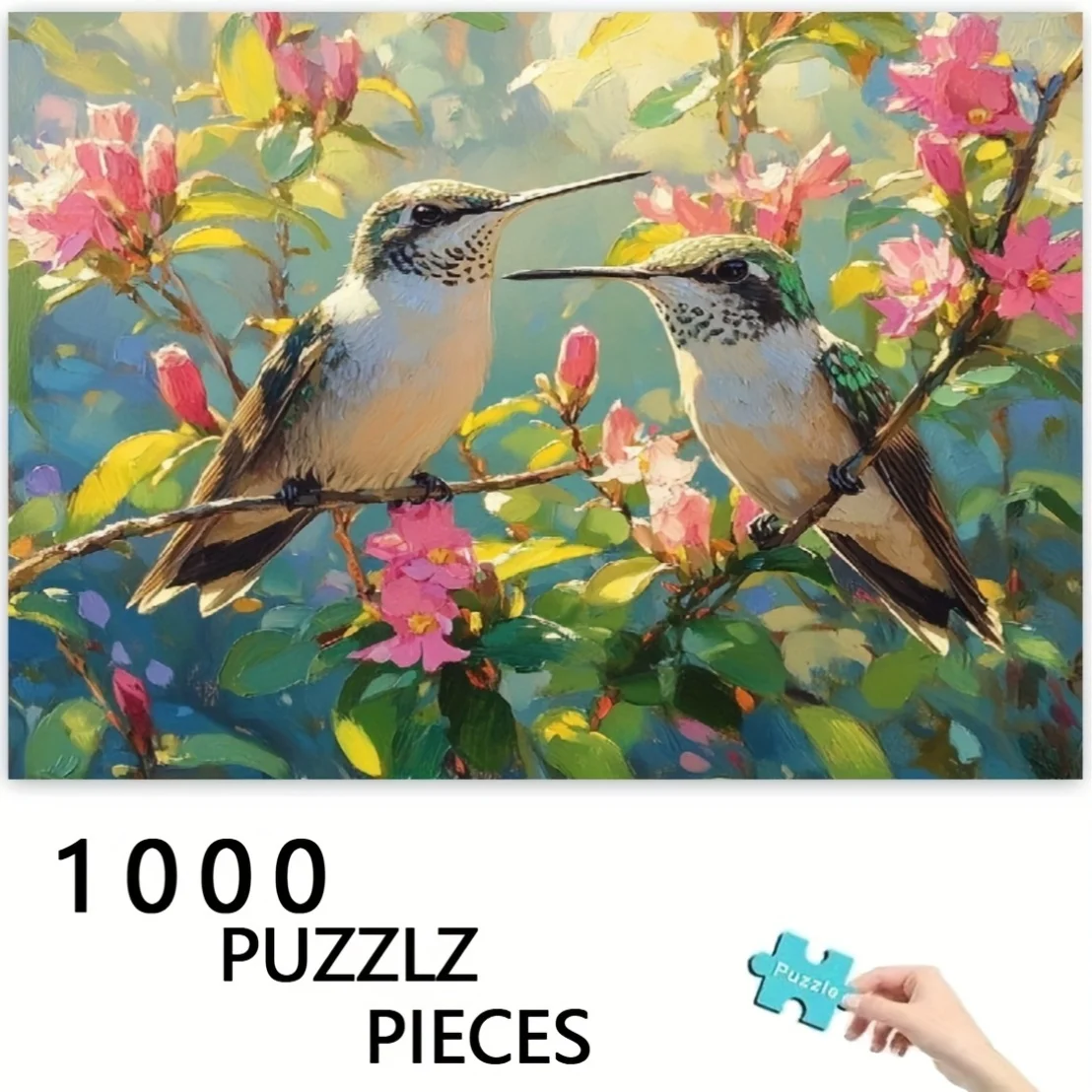 

1000 шт. головоломка «Колибри и цветочные ветки» — утолщенные края, яркая игра-головоломка с природной тематикой для взрослых и подростков, образовательная игра