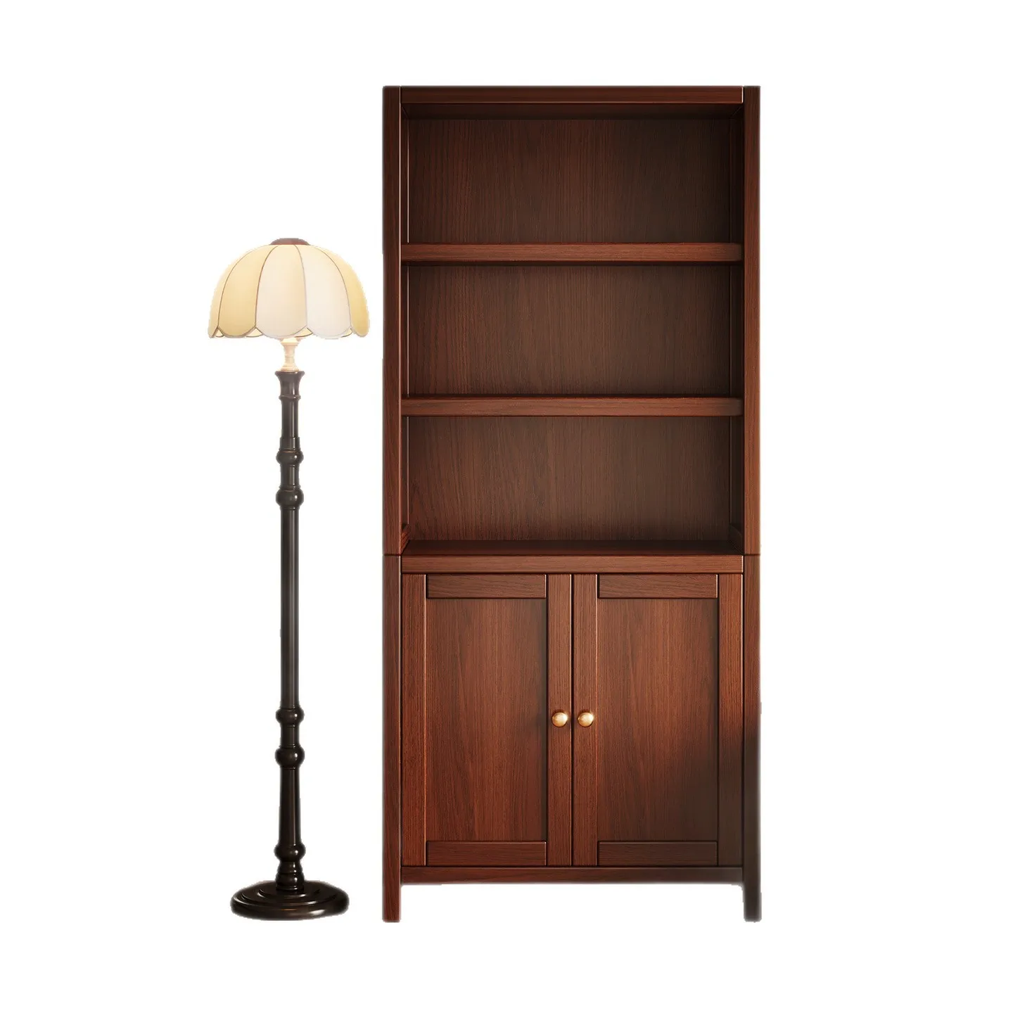 Floor-to-ceiling storage, living room against the wall, integrated with door storage, household display bookcase