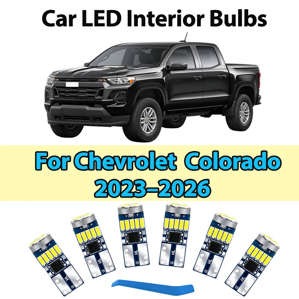 4/6PCS Canbus For Chevrolet Colorado 2023 2024 2025 2026 LED Interior Front Rear Map Lights License Plate Lights Kits