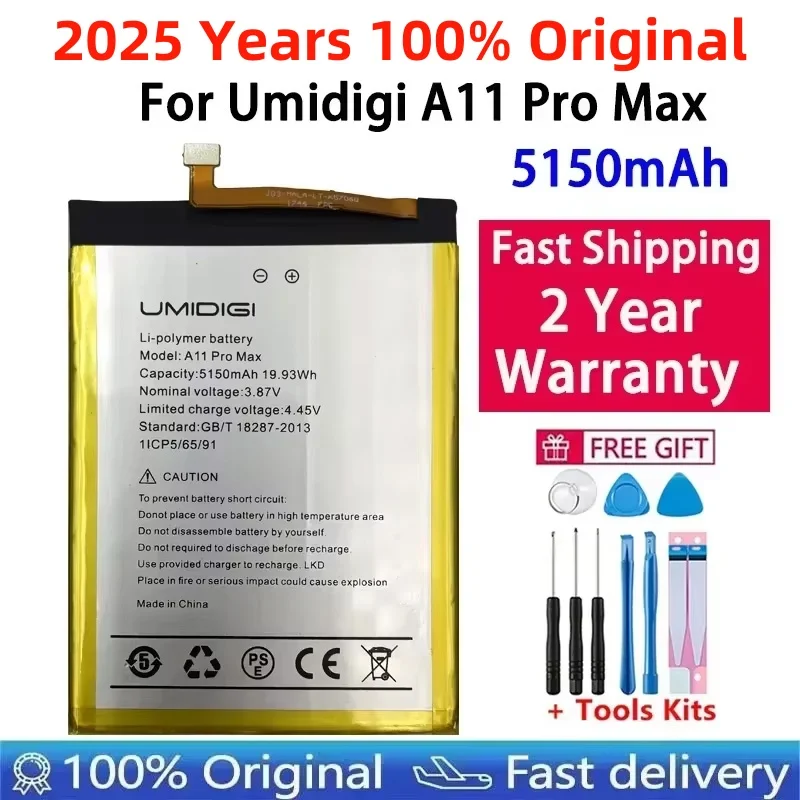 Fast Shipping 2025 Years 100% Original 5150mAh Replacement Battery For UMI Umidigi A11 Pro Max High Quality Batteries Bateria