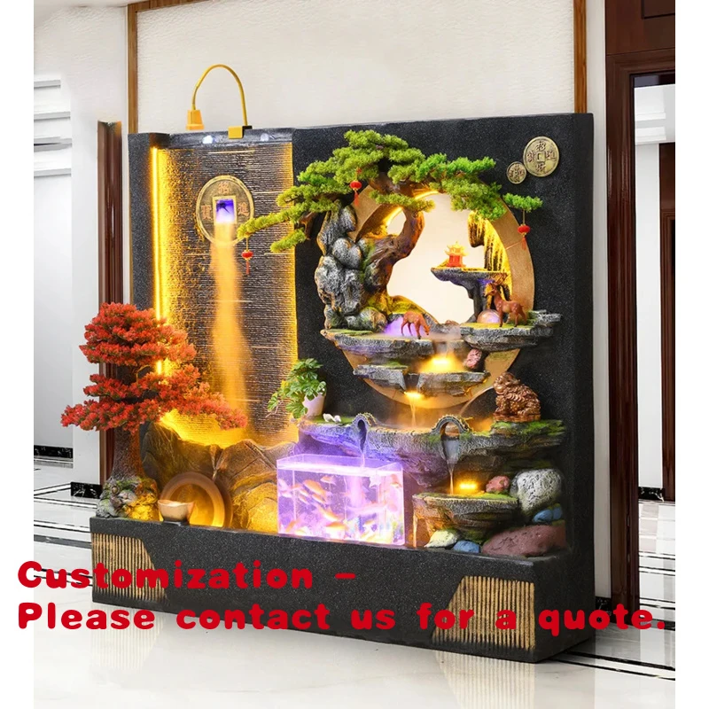 

custom.Hot Selling Resin Curtain Wall Rockery Fountain Modern Decoration Living Room Office Courtyard Ne