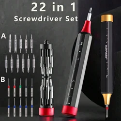 22 In 1 Precision Screwdriver Set Magnetism Phillips Torx Hex Screw bit Home Repairing Hand Tool For PC iPhone graduation ruler