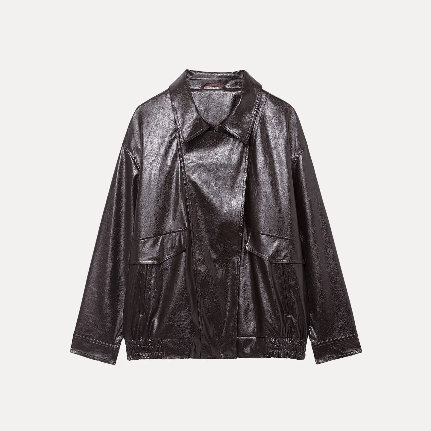 Jaet de motard en cuir pour femmes, avec col montant, revêtement Ele Sle Long Sve, fermeture à glissière, nouvelle collection automne 2025