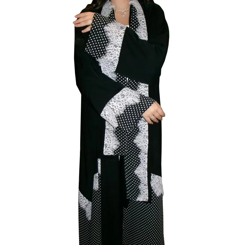 Eid Women Abaya Scarf 2 Piece Set Muslim Sets Polka Dot Hijab Ramadan Dubai Musulman Ensembles Arab Morocco Outfits 2026 view 5