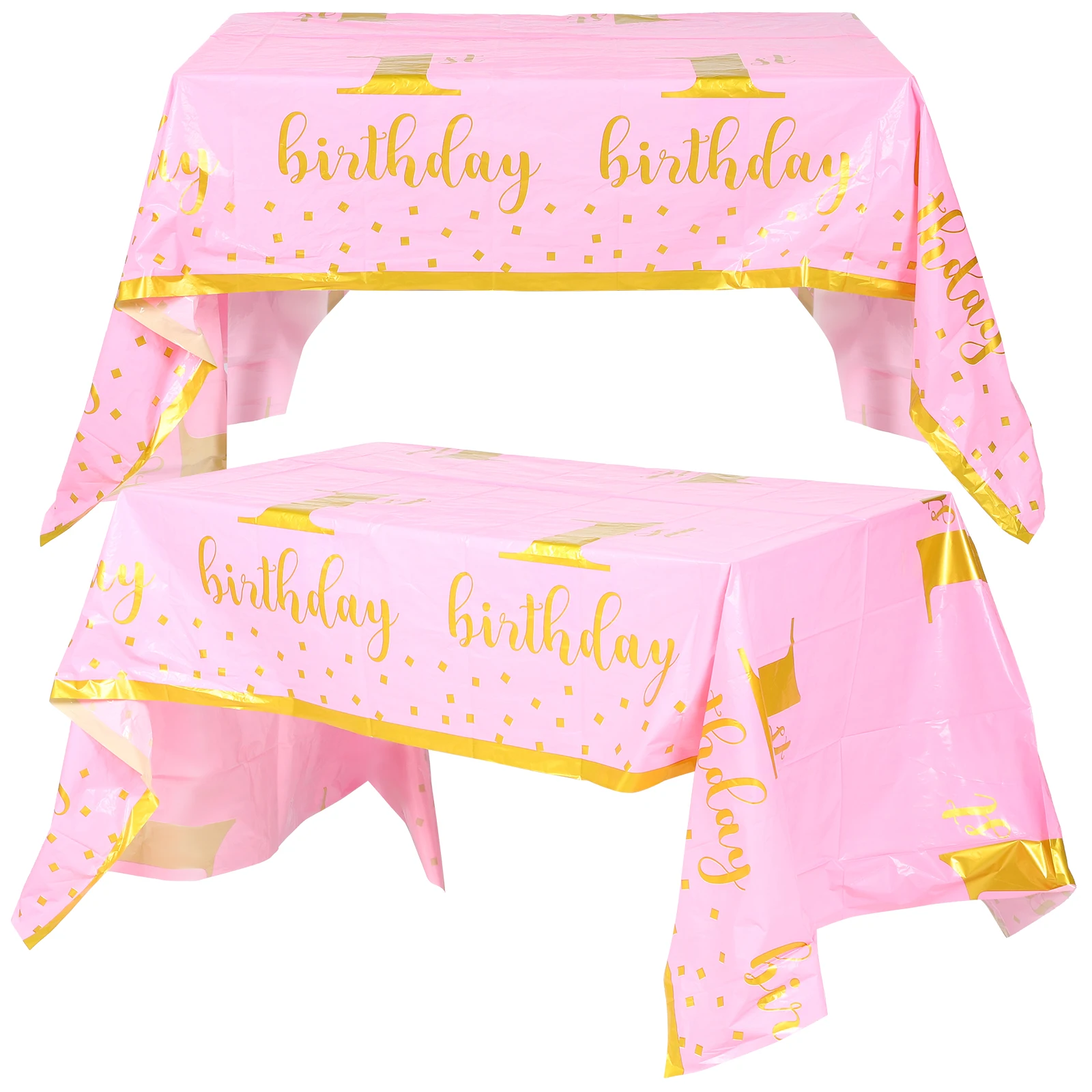 

2pcs Plastic Tablecloth Party Rectangle Birthday Table Cover Pink Decorative Cloth Reusable Waterproof Home Textile