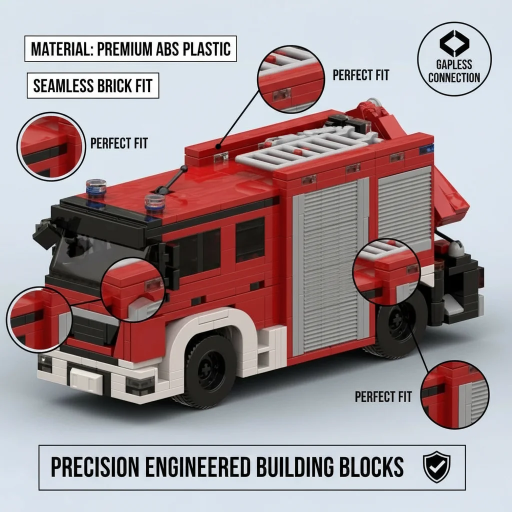 MOC Fire Rescue Truck Building Blocks City Emergency Vehicle Bricks DIY Assembly Car Model Collection Desktop Decor Gift