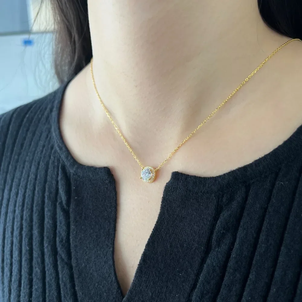 S925 Sterling Silver Pendant Women's One Carat Round Bag Set with Starfish Necklace Necklace Wedding Jewelry Wholesale