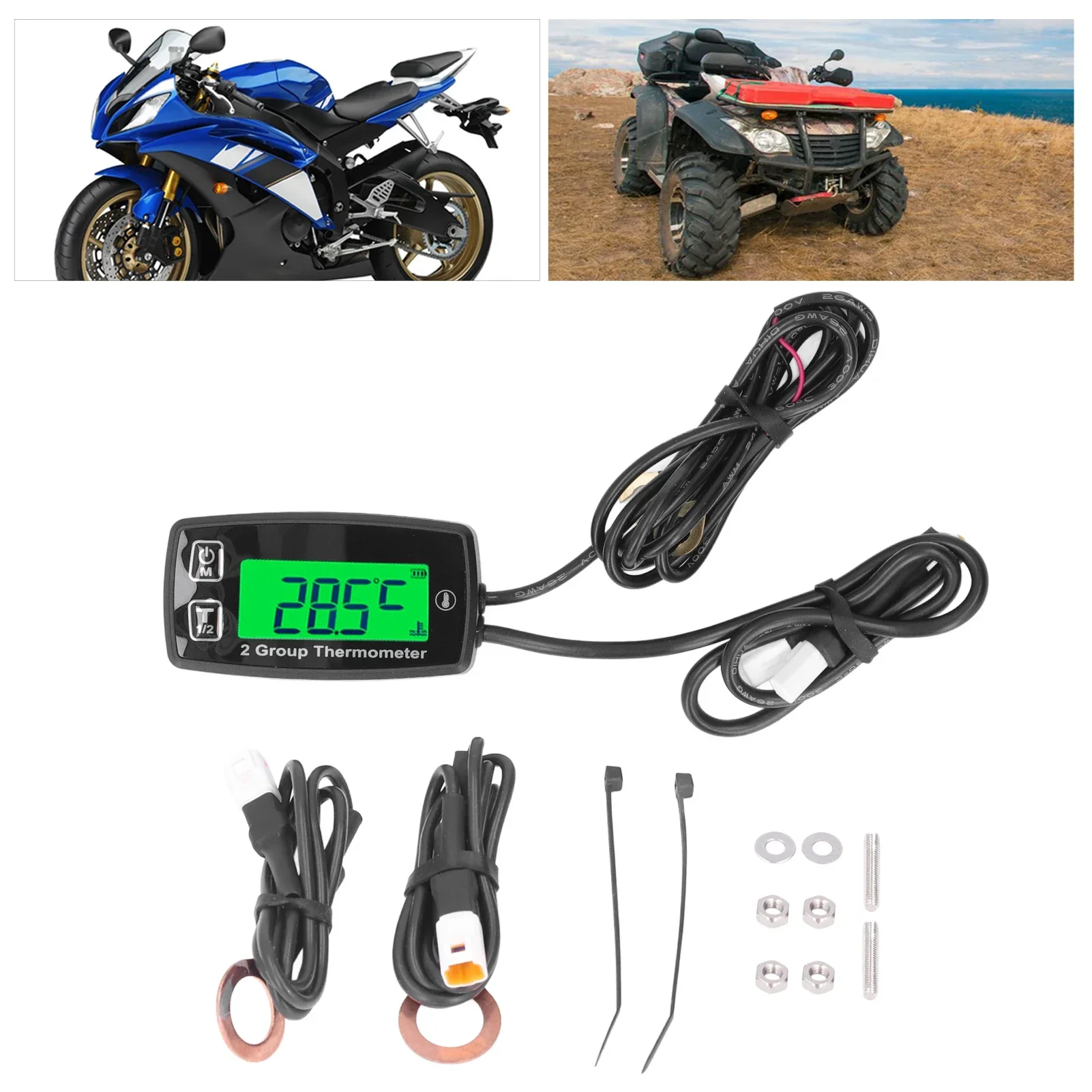 الرقمية RPM تاش ساعة متر مقياس درجة الحرارة لمحرك الغاز دراجة نارية البحرية جت سكي عربات التي تجرها الدواب SnowblowTractor دراجة الطرق غير الممهدة Paramotor #6
