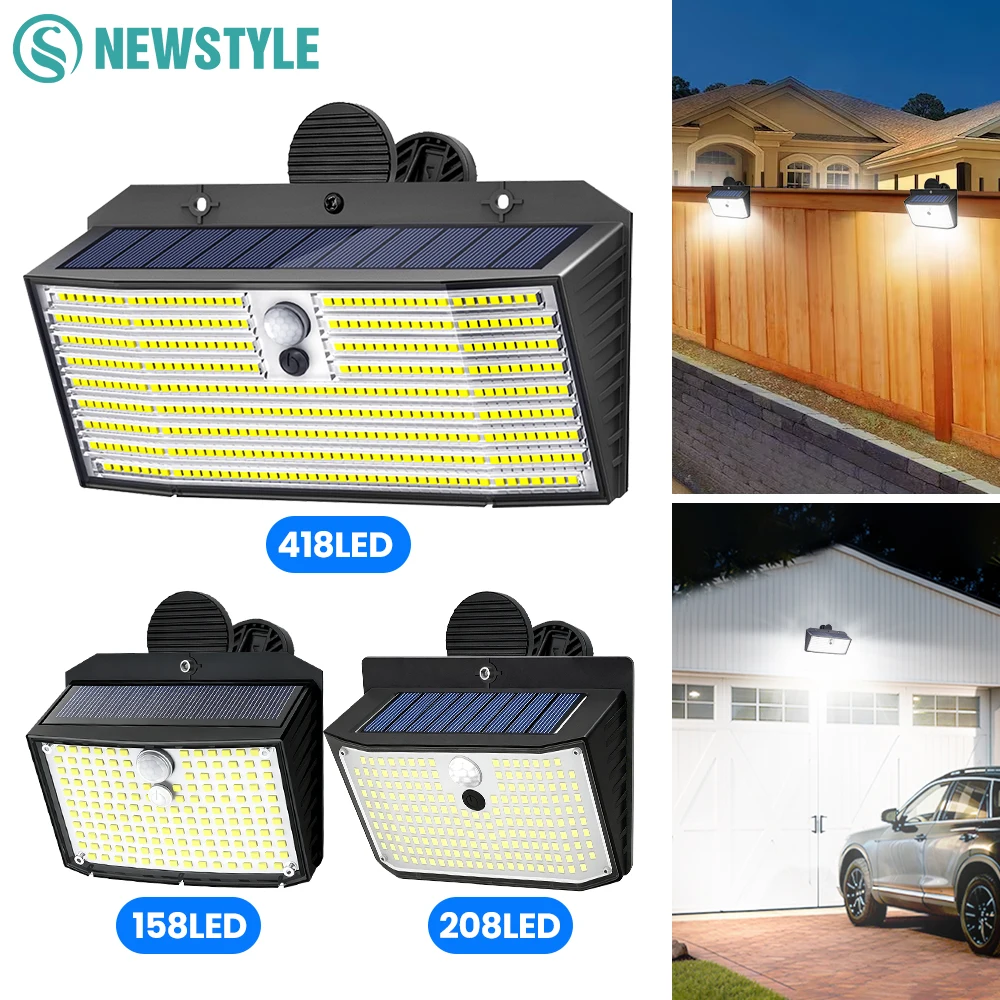 Clip On Solar Railing Light Outdoor Motion Sensor Light With 158/208/418LED 3 Modes Solar Fence Doorplate Light For Deck Railing