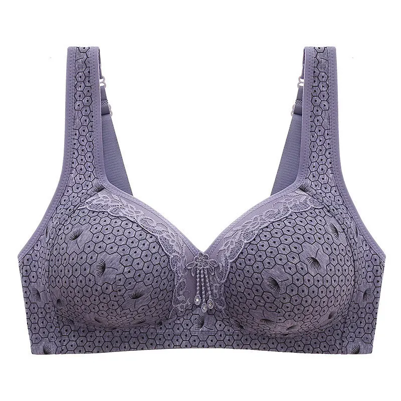 New Women Mom Bra Large Size Thin Cup Elderly Women Female Full-cup Brassiere Non-magnetic Non-steel Ring Ladies Mom Underwear