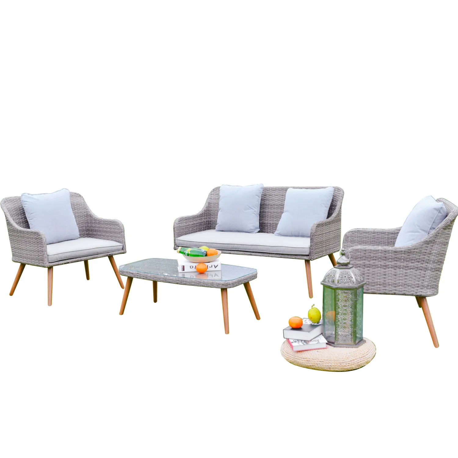 Hot Sell Leisure Garden Furniture Wicker Sofa Patio Seating Group Outdoor Rattan Conversation sets