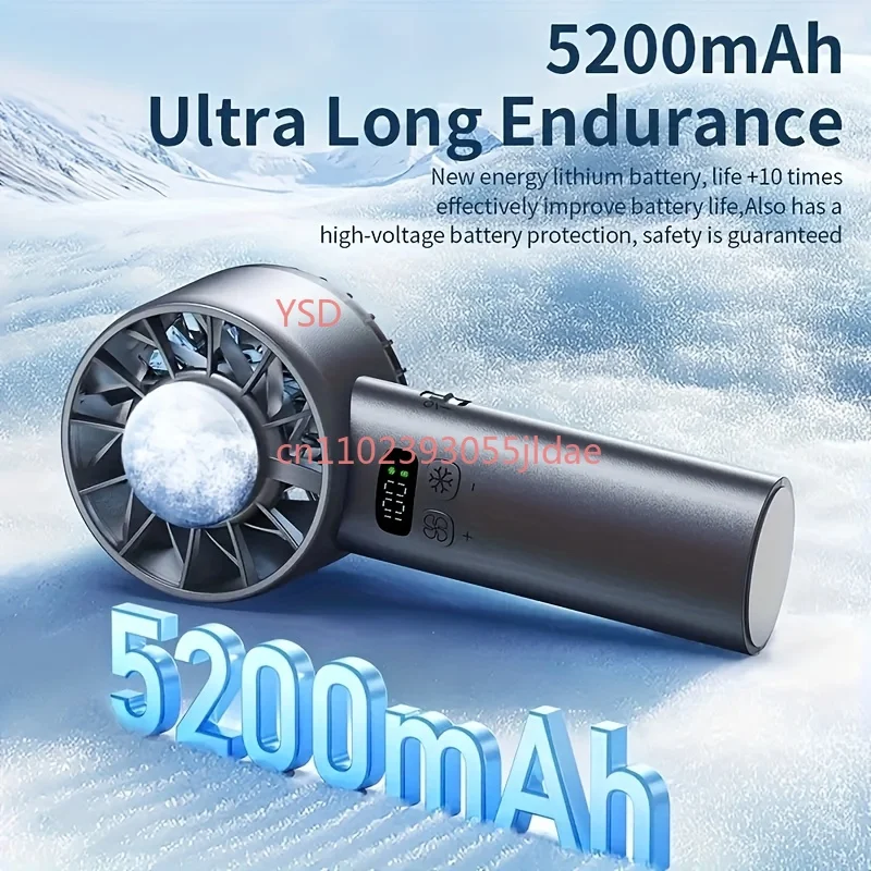 Portable Mini Handheld Fan USB Rechargeable 100 Speed Semiconductor Cooling Ice Mode LED Display