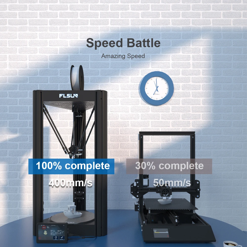 Flsun V400 Fast Speed 400mm/s Dual -Drive Structure High Melting Rate 300 Degree Build Volume 300* 410mm FDM Delta 3D Printer