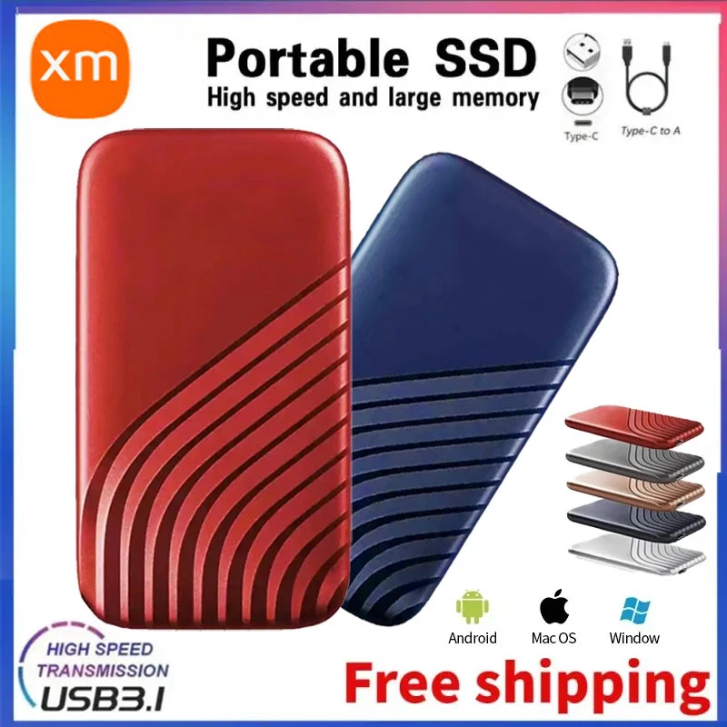 For Xiaomi Portable SSD 1TB USB3.1 Mobile Solid State Drive Type-C SSD External Hard Disks Flash Storage SSD for Laptop PC Phone