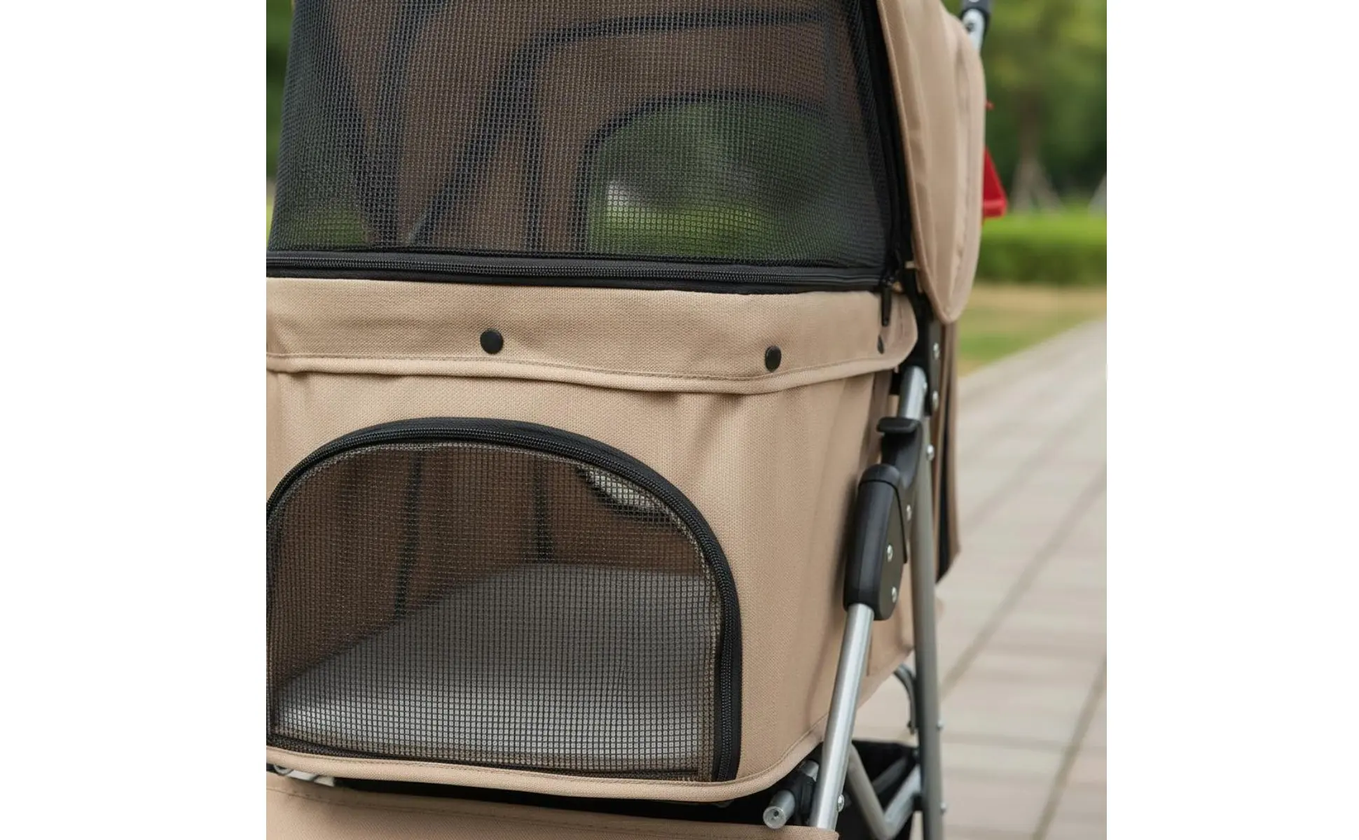 3-Wheel Pet Pet Carriage Foldable Folding Dog Pet Carriage Lightweight Cat Carrier Breathable Mesh Single-Button Fold