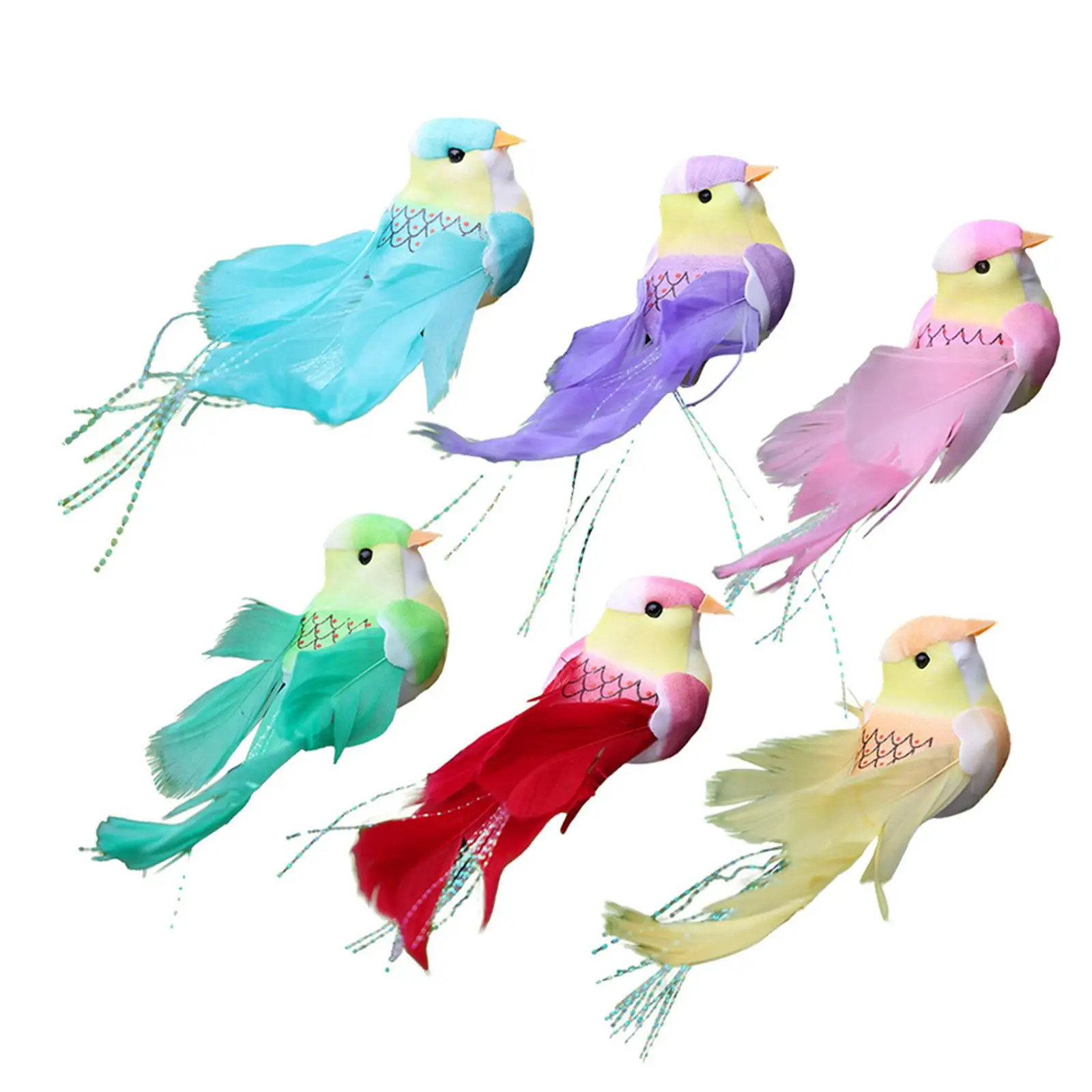 6Pcs Artificial Birds Simulation Birds Lifelike Realistic Floral Arrangements for Home Wreaths Outdoor Yard Art Crafts