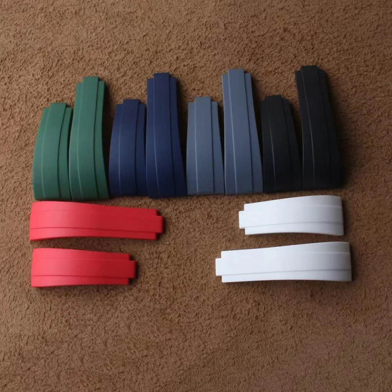 20/21 مللي متر حزام ساعة مطاطي طبيعي ناعم لحزام رولكس لـ DAYTONA الغواصة GMT Yacht-Master OYSTERFLEX Glidelock ملون